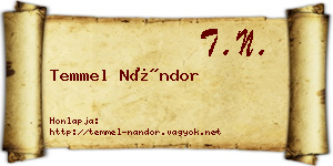 Temmel Nándor névjegykártya