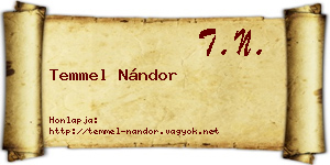Temmel Nándor névjegykártya